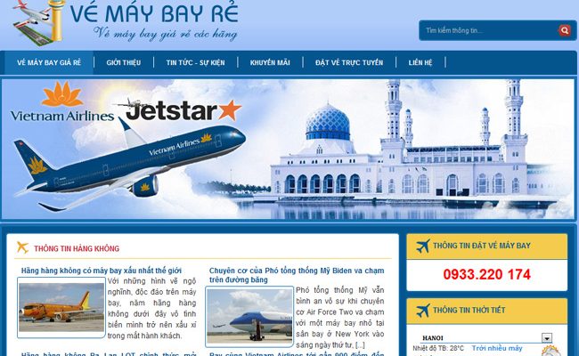 Thiết kế website bán vé máy bay giá rẻ