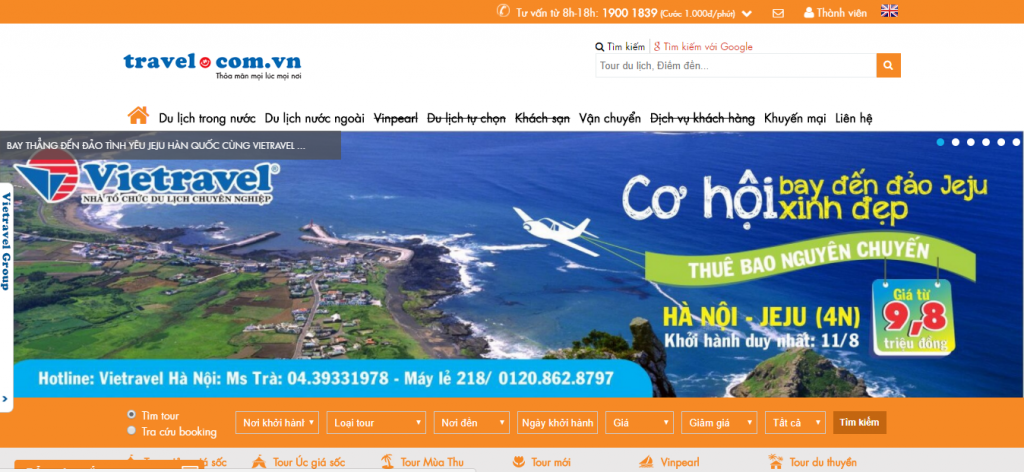 Website du lịch travel.com.vn