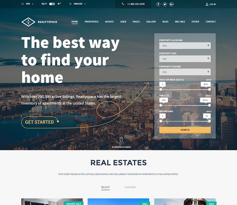Mẫu website bất động sản Realtyspace