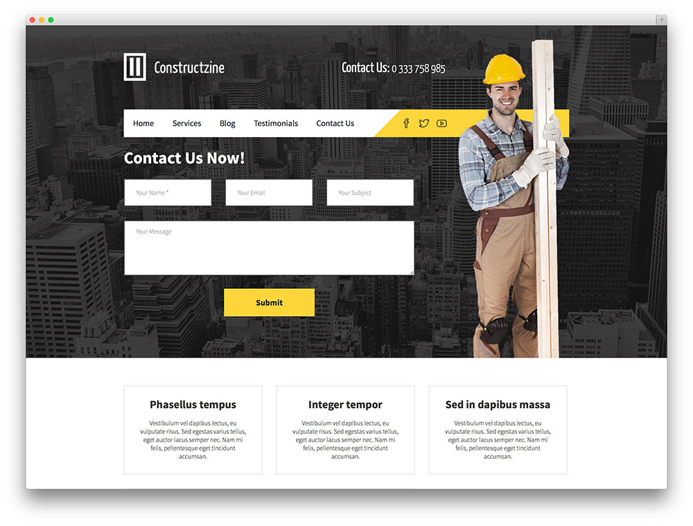 1.	mẫu website công ty xây dựng Constructzine PRO