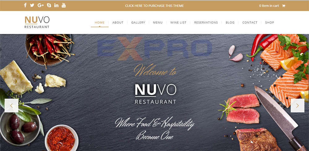 Mẫu web nhà hàng Nuvo