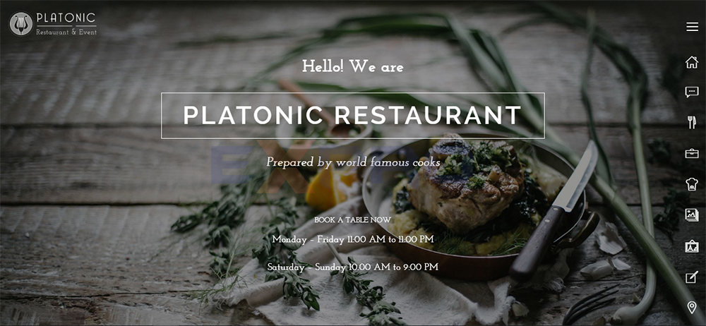 Giao diện web nhà hàng Platonic