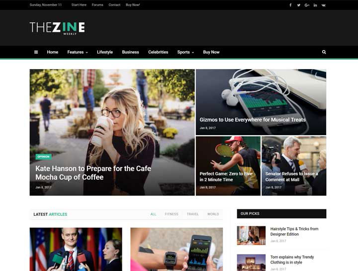 Mẫu web tin tức The Zine