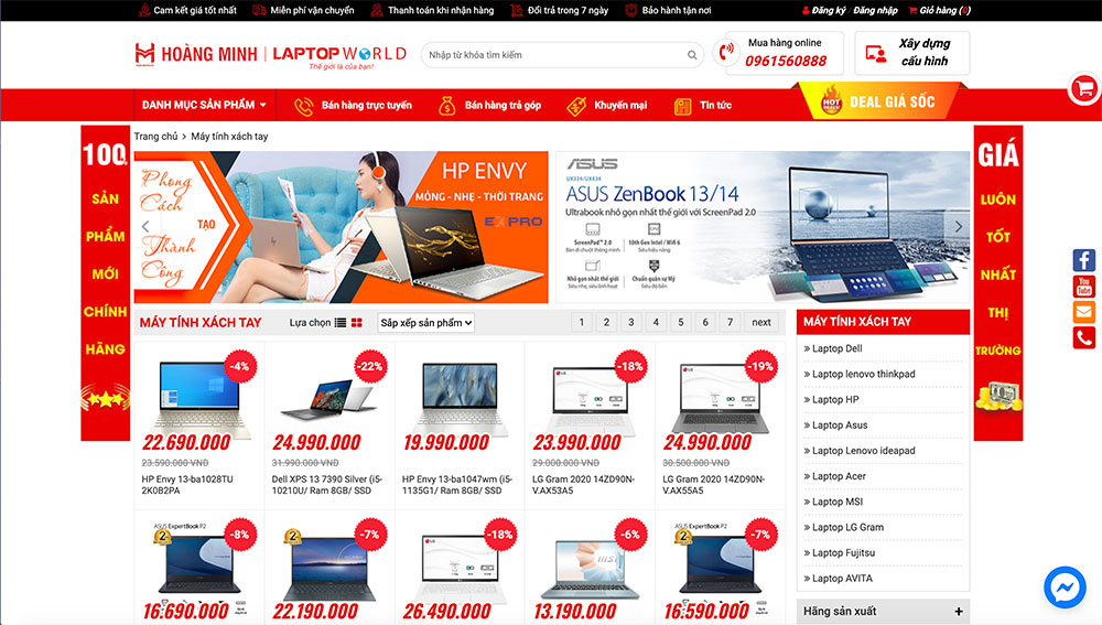 Thiết kế website bán hàng máy tính laptop chuyên nghiệp