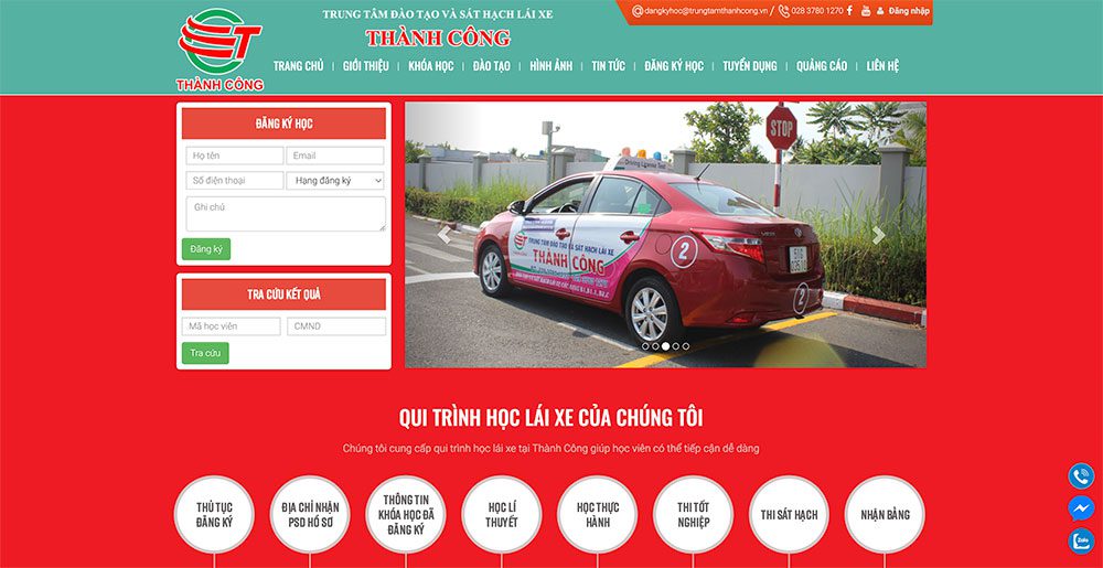 Thiết kế web trung tâm học lái xe