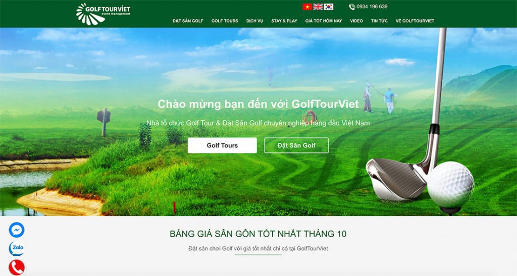 Website đặt lịch sân Golf