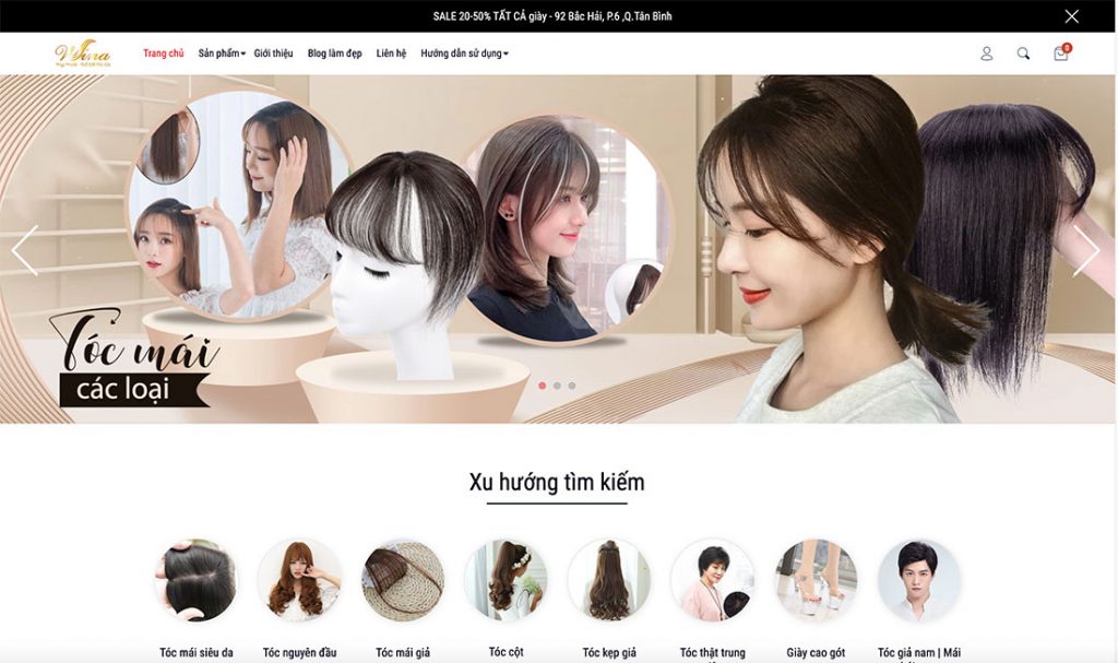Thiết kế web shop bán tóc giả