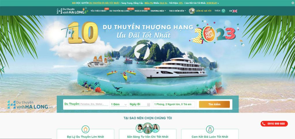 Website dịch vụ du thuyền