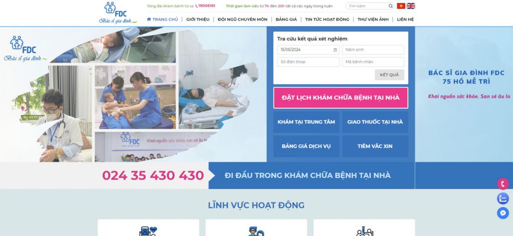 Thiết kế website dịch vụ tiêm truyền tại nhà