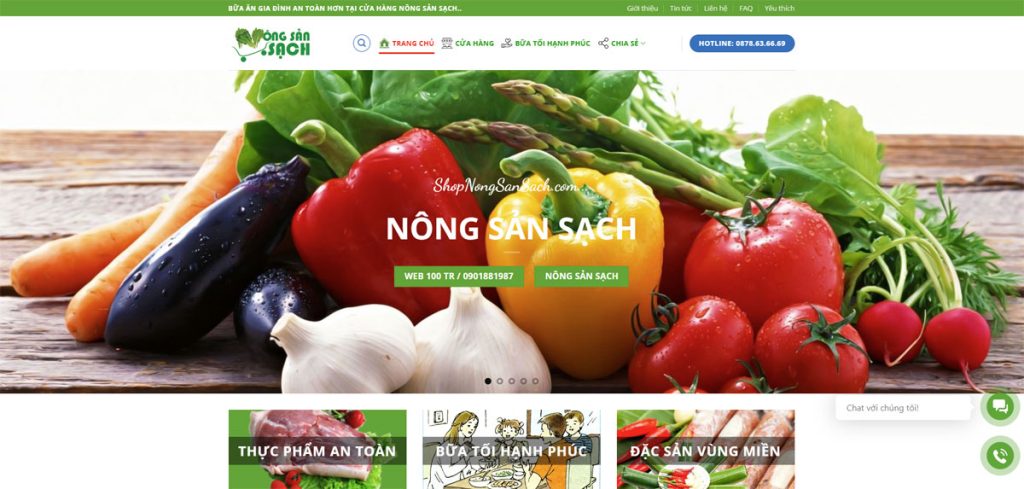 Thiết kế web bán hàng nông sản thực phẩm sạch chuyên nghiệp